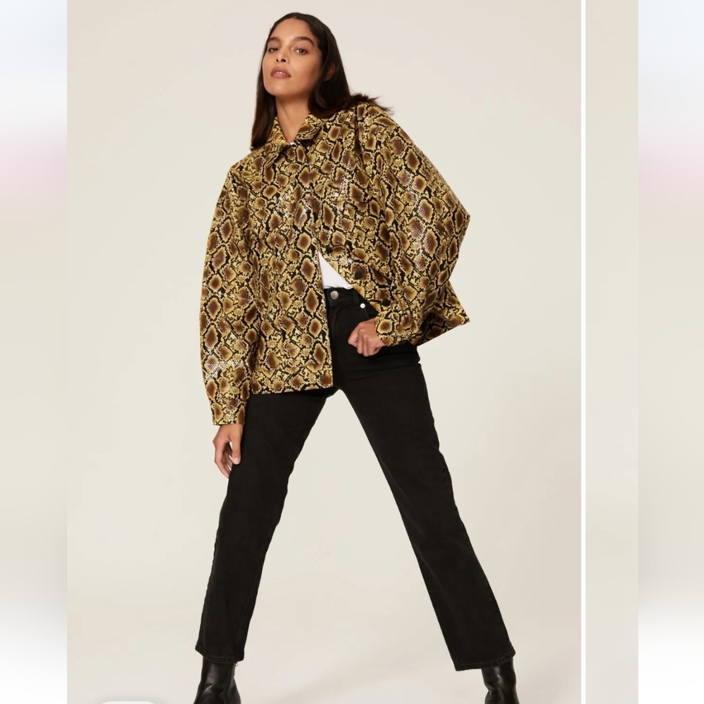 Good American Faux Snake Print Jacket Oversized